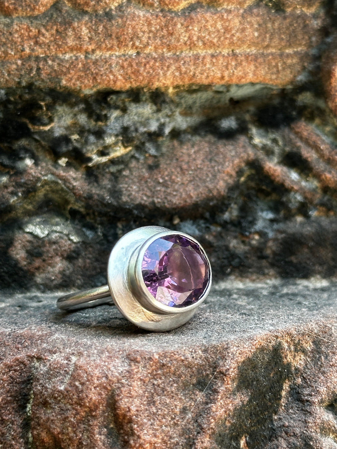 Solitaire Amethyst Dome Ring