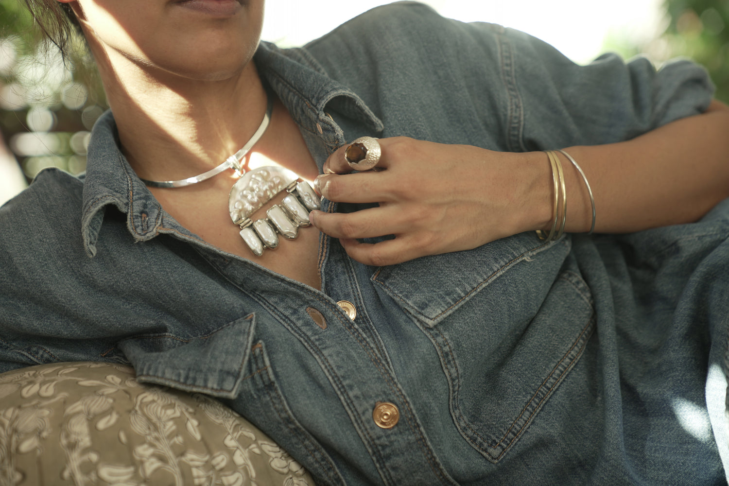 Smoky Hammered Ring