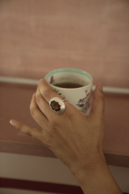 Smoky Hammered Ring